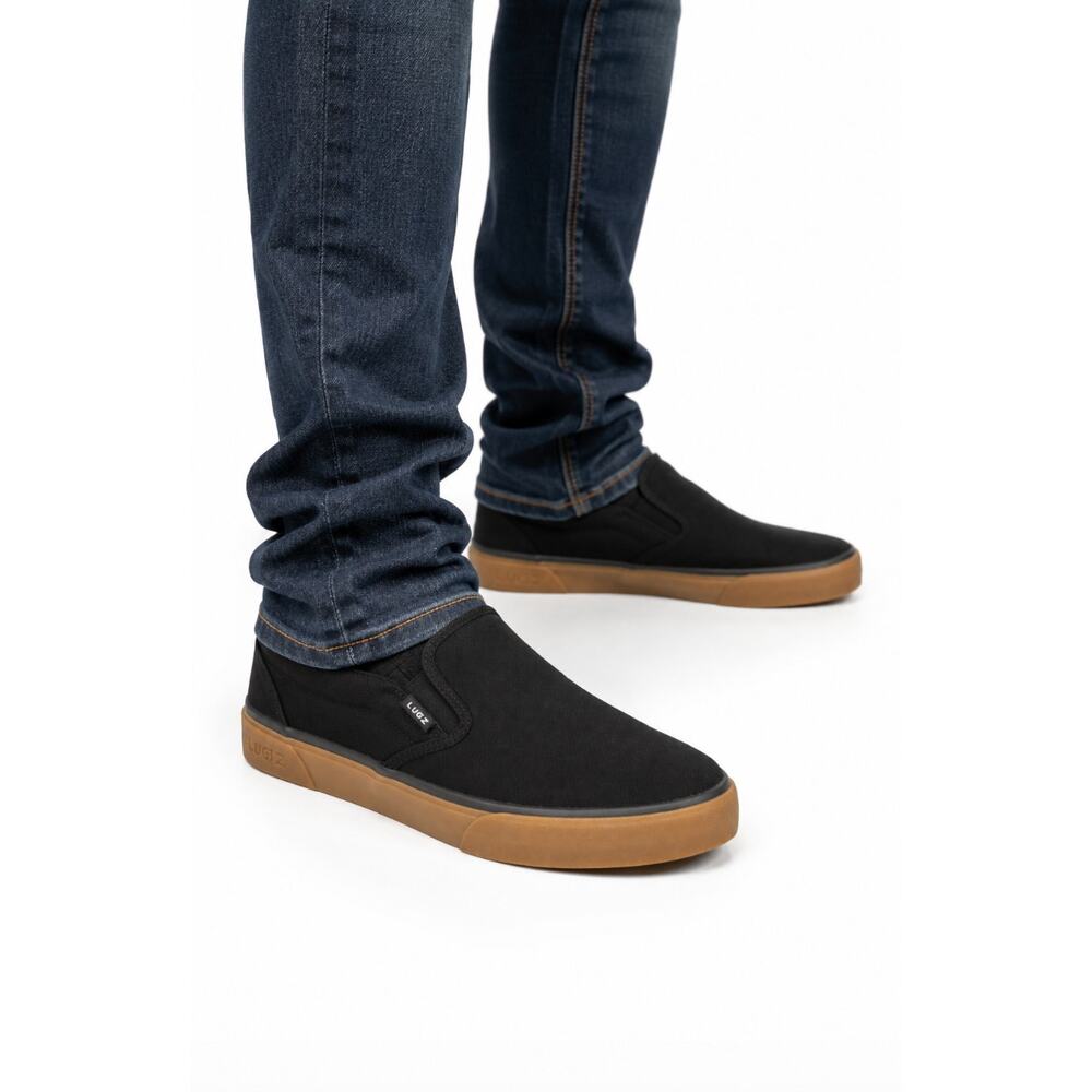 Lugz Bandit Slip On Sneakers Men’s Casual Black Canvas Shoes Comfort Skater 7